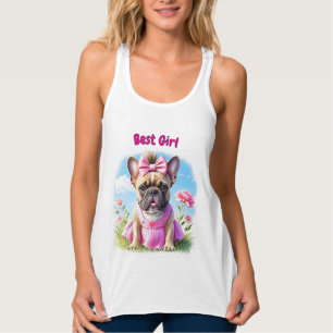 Französische Bulldogge Hündin mit Haarschleife Singlet