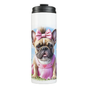 Französische Bulldogge Hündin mit Haarschleife Thermal Tumbler