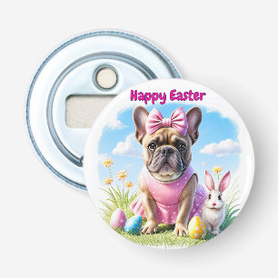 Französische Bulldogge Hündin mit Osterhase Bottle Opener