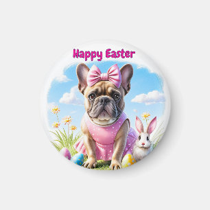 Französische Bulldogge Hündin mit Osterhase  Magnet