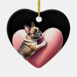 Französische Bulldogge I love you Ceramic Tree Decoration
