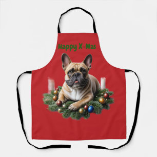 Französische Bulldogge im Adventskranz Apron