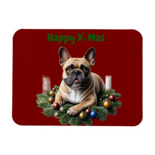 Französische Bulldogge im Adventskranz Magnet