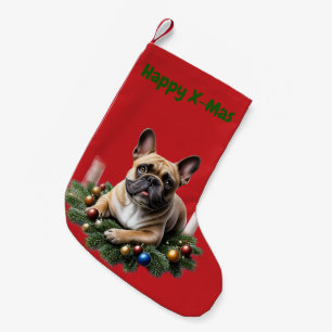 Französische Bulldogge im Adventskranz Small Christmas Stocking