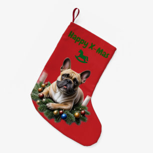 Französische Bulldogge im Adventskranz  Small Christmas Stocking