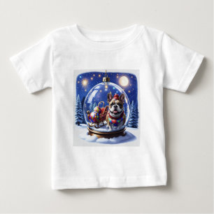 Französische Bulldogge in Weihnachtskugel Baby T-Shirt