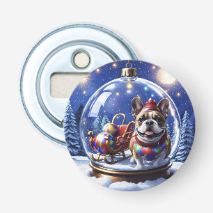 Französische Bulldogge in Weihnachtskugel  Bottle Opener