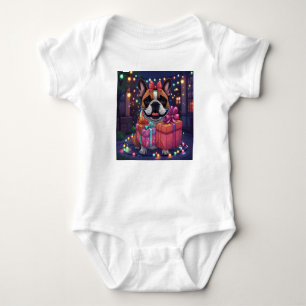 Französische Bulldogge Lichterkette Weihnachten Baby Bodysuit