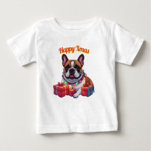 Französische Bulldogge Lichterkette Weihnachten  Baby T-Shirt