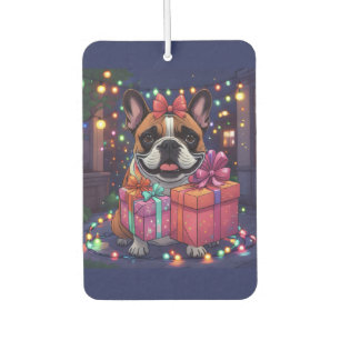 Französische Bulldogge Lichterkette Weihnachten Car Air Freshener
