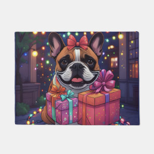 Französische Bulldogge Lichterkette Weihnachten Doormat