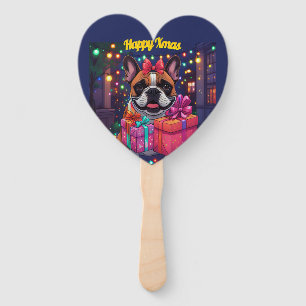 Französische Bulldogge Lichterkette Weihnachten Hand Fan