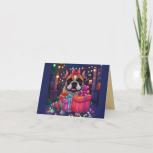 Französische Bulldogge Lichterkette Weihnachten Invitation