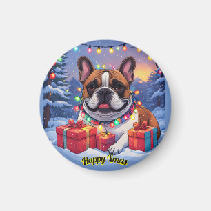 Französische Bulldogge Lichterkette Weihnachten  Magnet