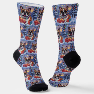Französische Bulldogge Lichterkette Weihnachten Socks