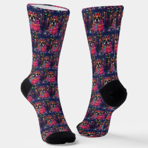 Französische Bulldogge Lichterkette Weihnachten Socks