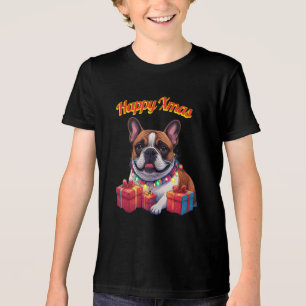 Französische Bulldogge Lichterkette Weihnachten Tri-Blend Shirt