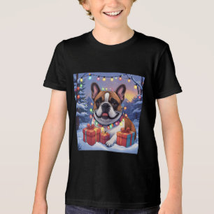 Französische Bulldogge Lichterkette Weihnachten Tri-Blend Shirt