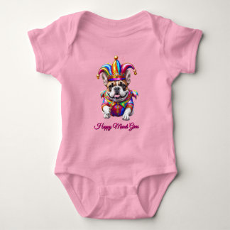 Französische Bulldogge Mardi Gras French Bulldog Baby Bodysuit