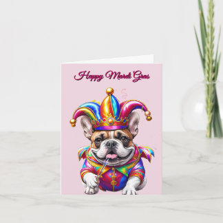 Französische Bulldogge Mardi Gras French Bulldog Holiday Card