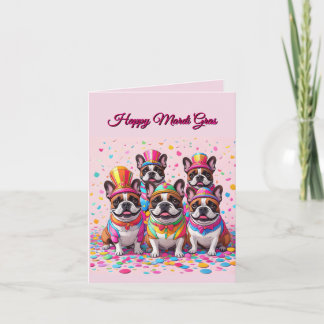 Französische Bulldogge Mardi Gras French Bulldog Holiday Card