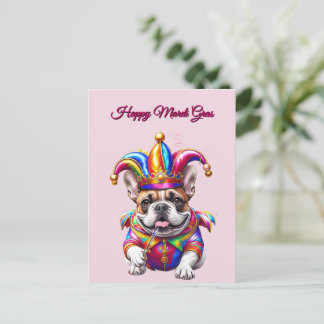 Französische Bulldogge Mardi Gras French Bulldog Postcard