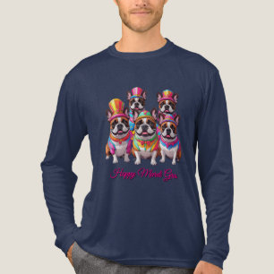 Französische Bulldogge Mardi Gras French Bulldog Tri-Blend Shirt