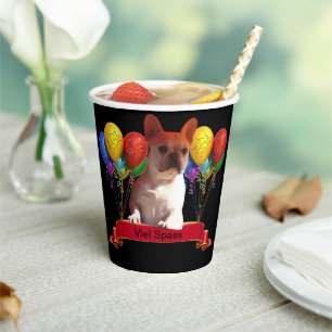 französische Bulldogge mit Ballons Paper Cups