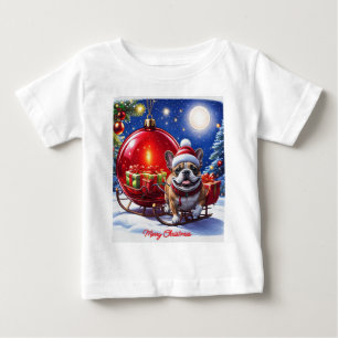 Französische Bulldogge mit Christbaumkugel Baby T-Shirt
