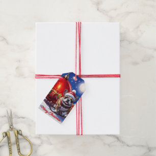 Französische Bulldogge mit Christbaumkugel Gift Tags