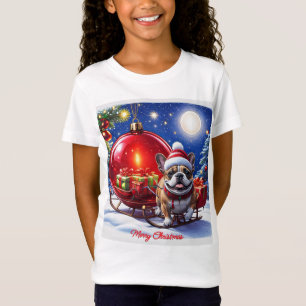 Französische Bulldogge mit Christbaumkugel T-Shirt