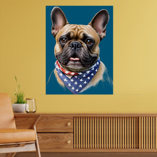 französische Bulldogge mit Halstuch Amerika Poster