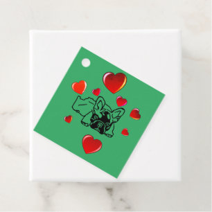 Französische Bulldogge mit Herz Geschenkanhänger Favour Tags