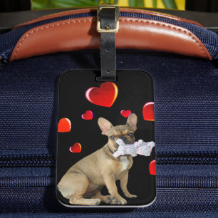 Französische Bulldogge mit Herz Kofferanhänger Luggage Tag