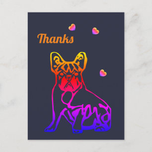 Französische Bulldogge mit Herz Postkarte Thanks Postcard