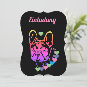 französische Bulldogge mit Herzhalsband Invitation
