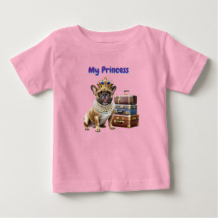 französische Bulldogge mit Koffer und Perlen Baby T-Shirt