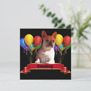Französische Bulldogge mit Luftballon Invitation