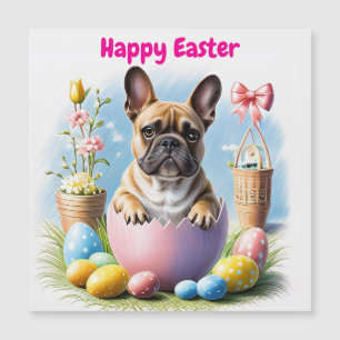 Französische Bulldogge mit Ostereiern 