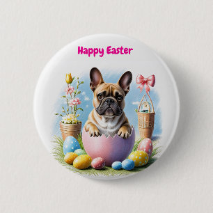 Französische Bulldogge mit Ostereiern 6 Cm Round Badge