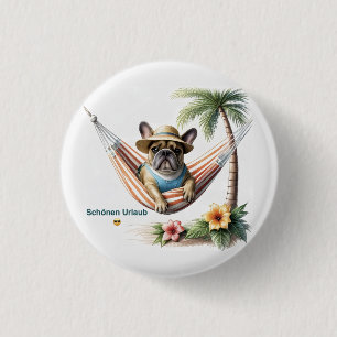 französische Bulldogge mit Palmen auf Hängematte 3 Cm Round Badge