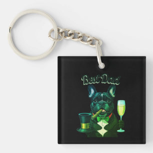Französische Bulldogge mit Zigarre Vatertag Key Ring