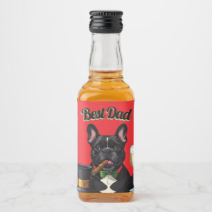Französische Bulldogge mit Zigarre Vatertag Liquor Bottle Label