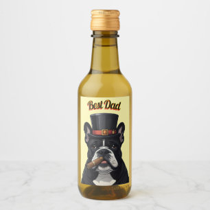 Französische Bulldogge mit Zigarre Vatertag Wine Label