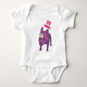 Französische Bulldogge mit Zylinder Baby Strampler Bodysuit