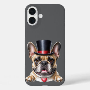 Französische Bulldogge mit Zylinder iPhone 16 Plus Case