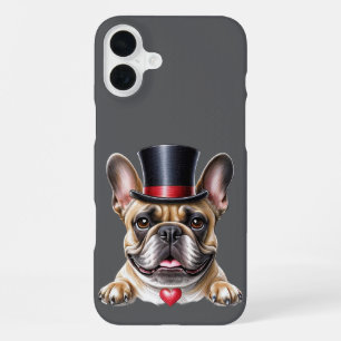 Französische Bulldogge mit Zylinder iPhone 16 Plus Case
