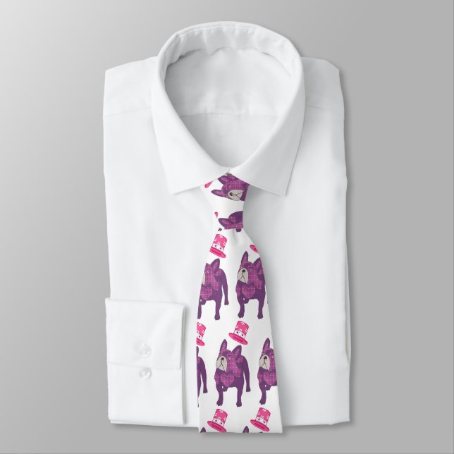 Französische Bulldogge mit Zylinder Tie (Tied)