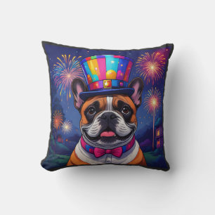Französische Bulldogge Neujahr Feier Cushion