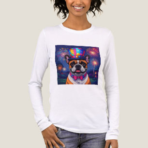 Französische Bulldogge Neujahr Feier Tri-Blend Shirt